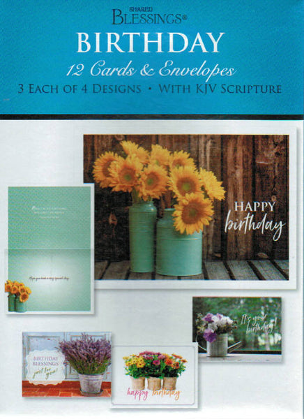 Shared Blessings Greeting Cards - Birthday: Flowers in a Vase